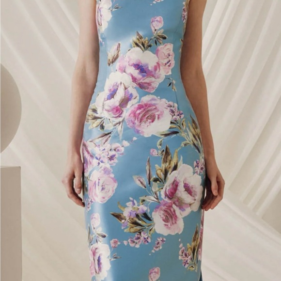 Audrey+Brooks Dresses & Skirts - Floral Sleeveless Column Dress in Blue and Pink
